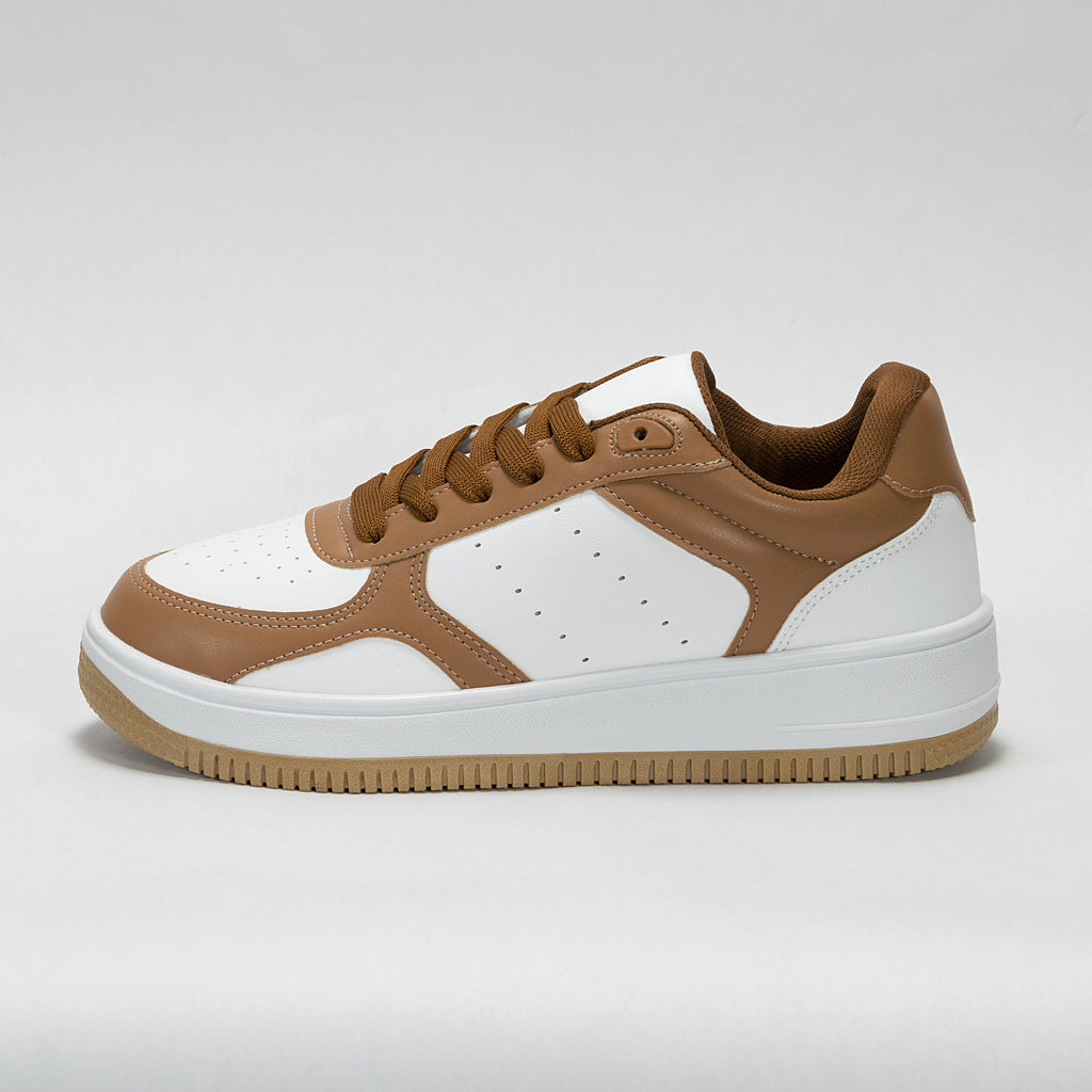Sneaker Urbano estilo Streetwear Blanco y Camel | Modelo 1250 B – High Elite