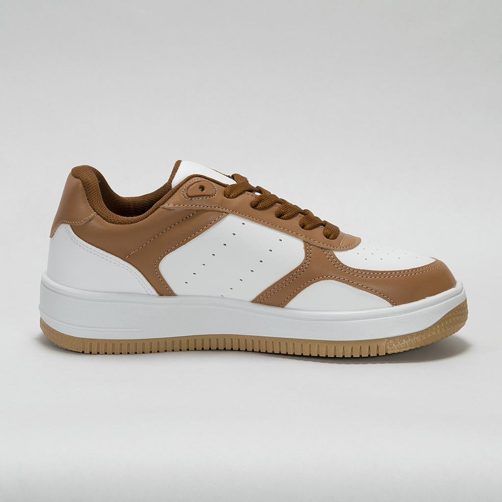 Sneaker Urbano estilo Streetwear Blanco y Camel | Modelo 1250 B – High Elite