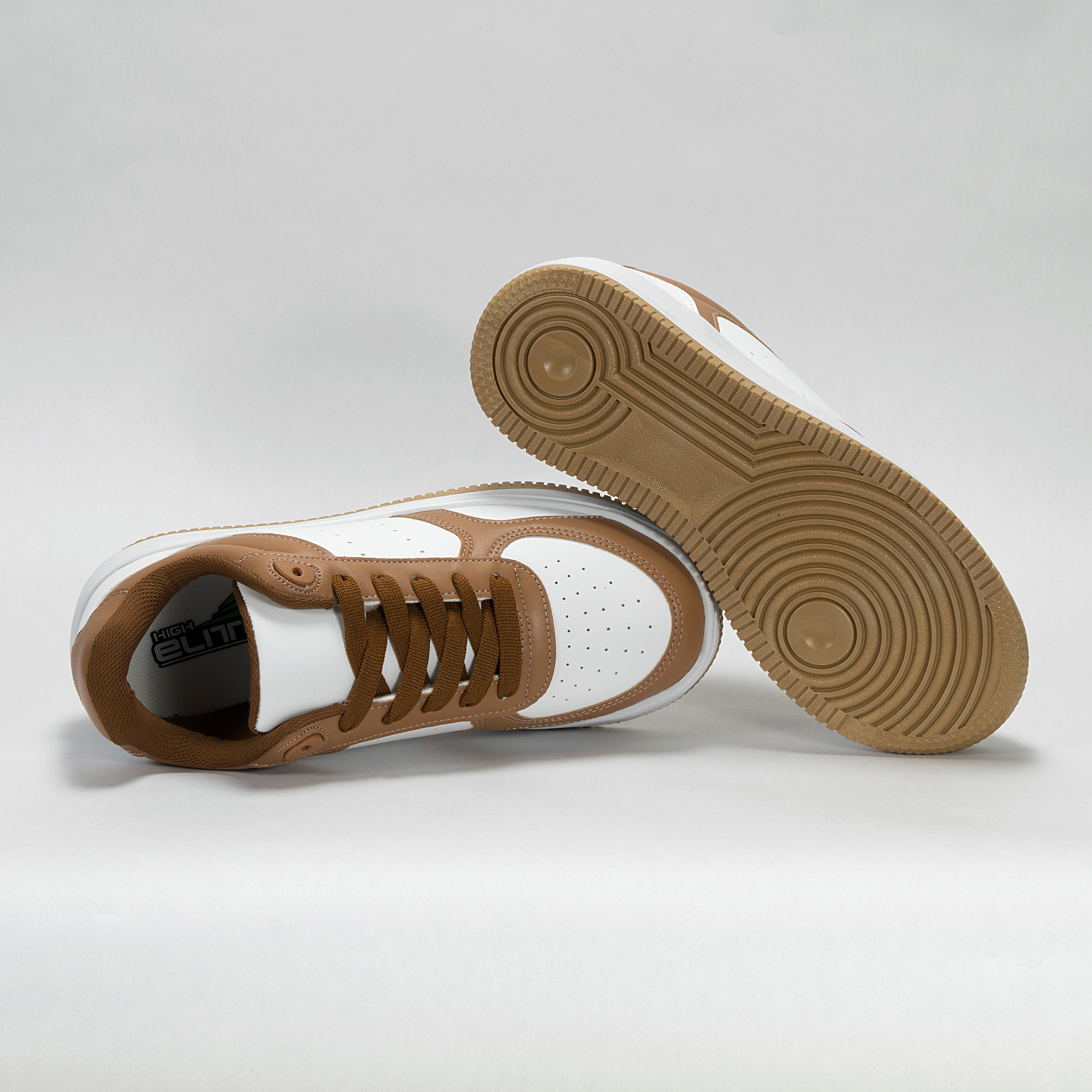 Sneaker Urbano estilo Streetwear Blanco y Camel | Modelo 1250 B – High Elite